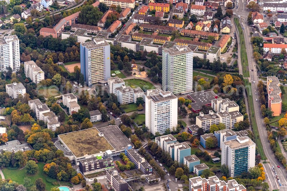 Freiburg im Breisgau from above - Residential area of the multi-family house settlement in the district Haslach in Freiburg im Breisgau in the state Baden-Wurttemberg, Germany