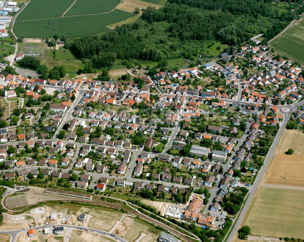 Aerial image Hochstetten - Residential area of the multi-family house settlement in Hochstetten in the state Baden-Wuerttemberg, Germany