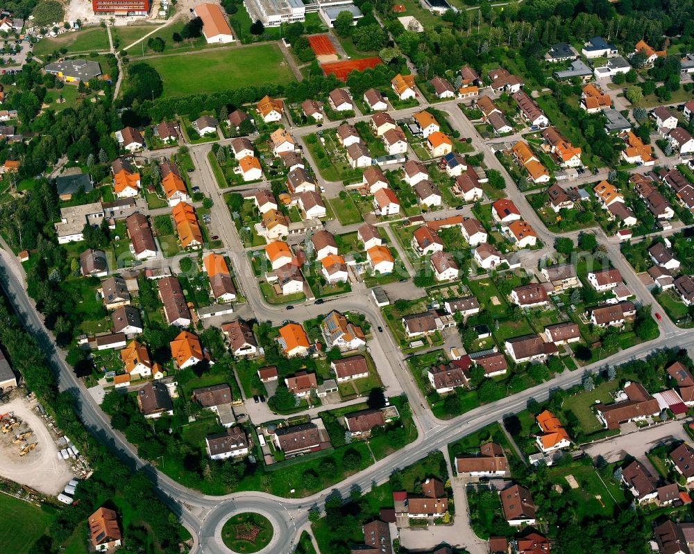 Hohenberg from above - Residential area of the multi-family house settlement in Hohenberg in the state Bavaria, Germany