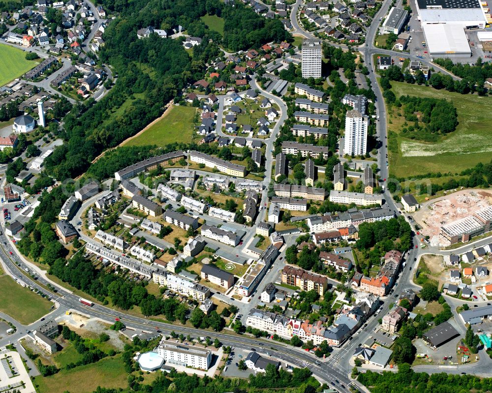 Hohensaas from above - Residential area of the multi-family house settlement in Hohensaas in the state Bavaria, Germany