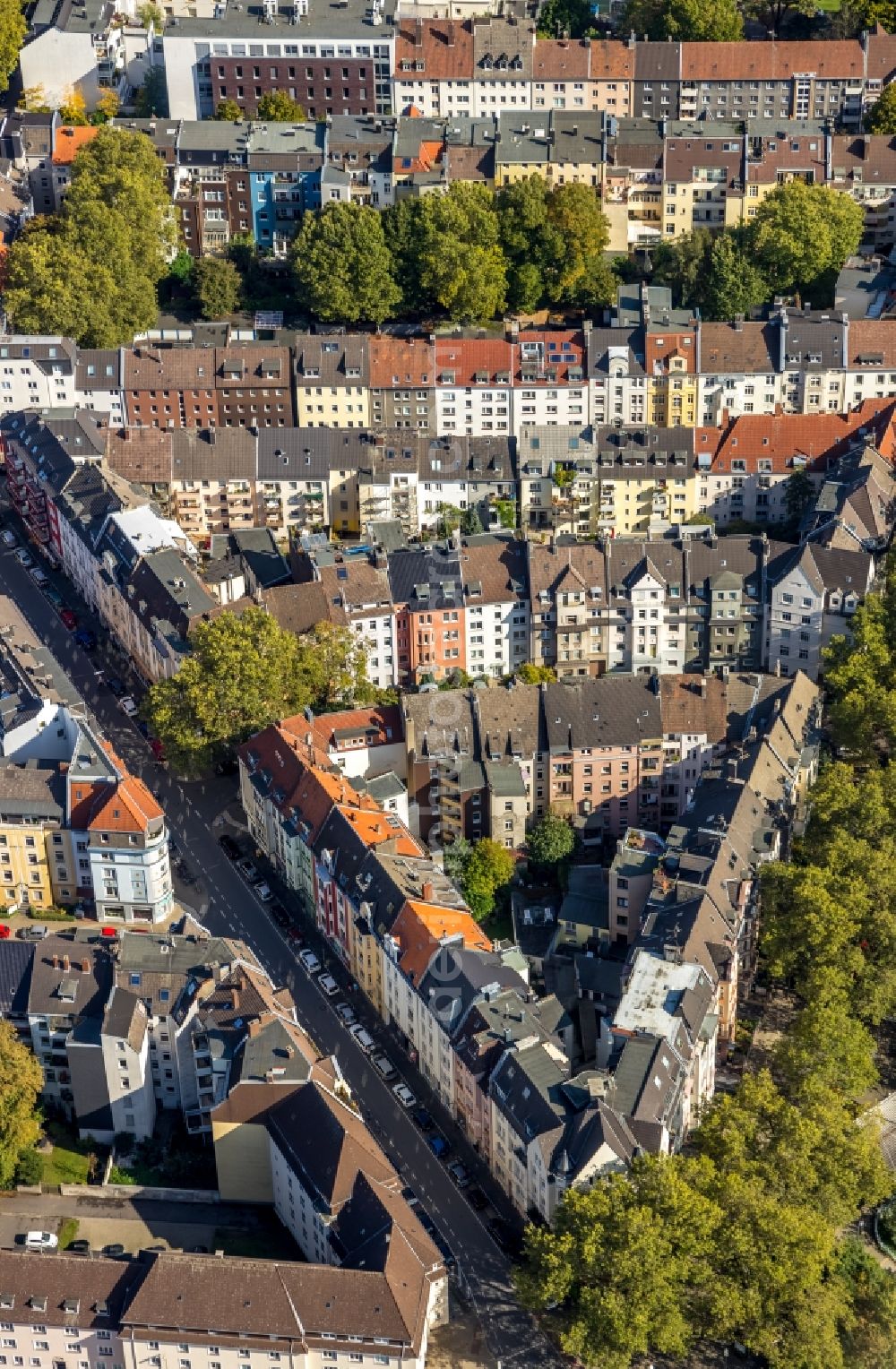 Dortmund from the bird's eye view: Residential area of the multi-family house settlement Hollestrasse - Kleine Beurhausstrasse in the district Westpark in Dortmund in the state North Rhine-Westphalia, Germany