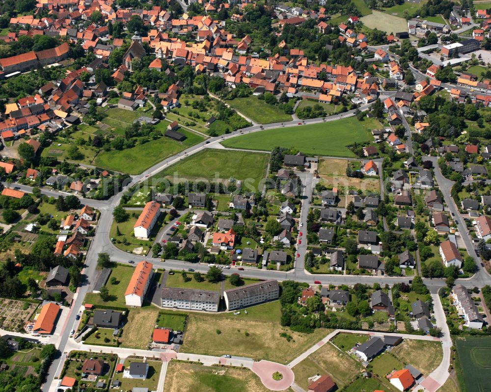 Hornburg from above - Residential area of the multi-family house settlement in Hornburg in the state Lower Saxony, Germany