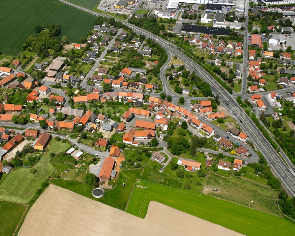 Jerstedt from above - Residential area of the multi-family house settlement in Jerstedt in the state Lower Saxony, Germany