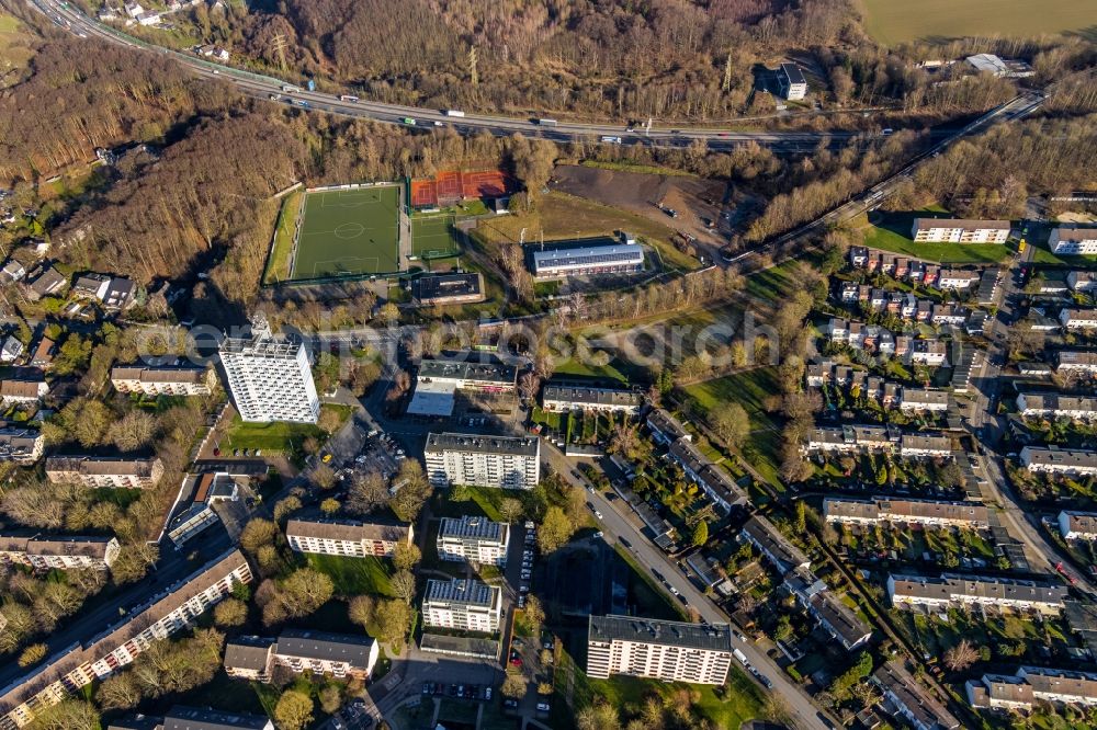 Aerial image Hagen - Residential area of the multi-family house settlement on Karl-Ernst-Osthaus-Strasse in Hagen in the state North Rhine-Westphalia, Germany