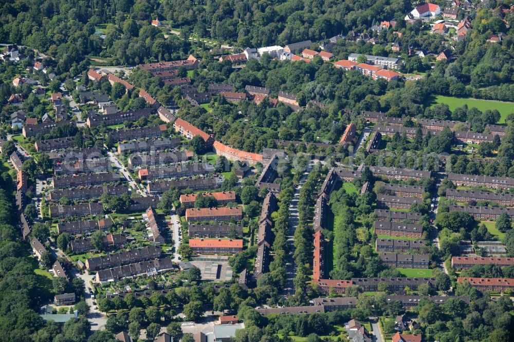 Aerial photograph Kiel - Residential area of a multi-family house settlement Teplitzer Allee in Kiel in the state Schleswig-Holstein