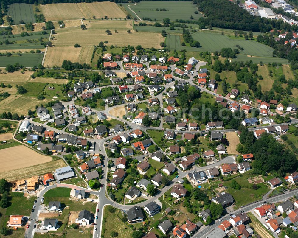 Kleinsteinbach from above - Residential area of the multi-family house settlement in Kleinsteinbach in the state Baden-Wuerttemberg, Germany