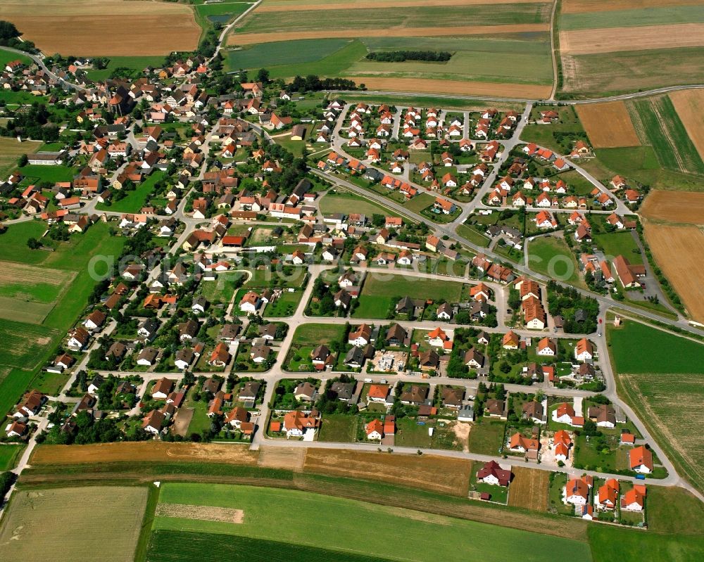 Aerial photograph Königshofen a.d.Heide - Residential area of the multi-family house settlement in Königshofen a.d.Heide in the state Bavaria, Germany