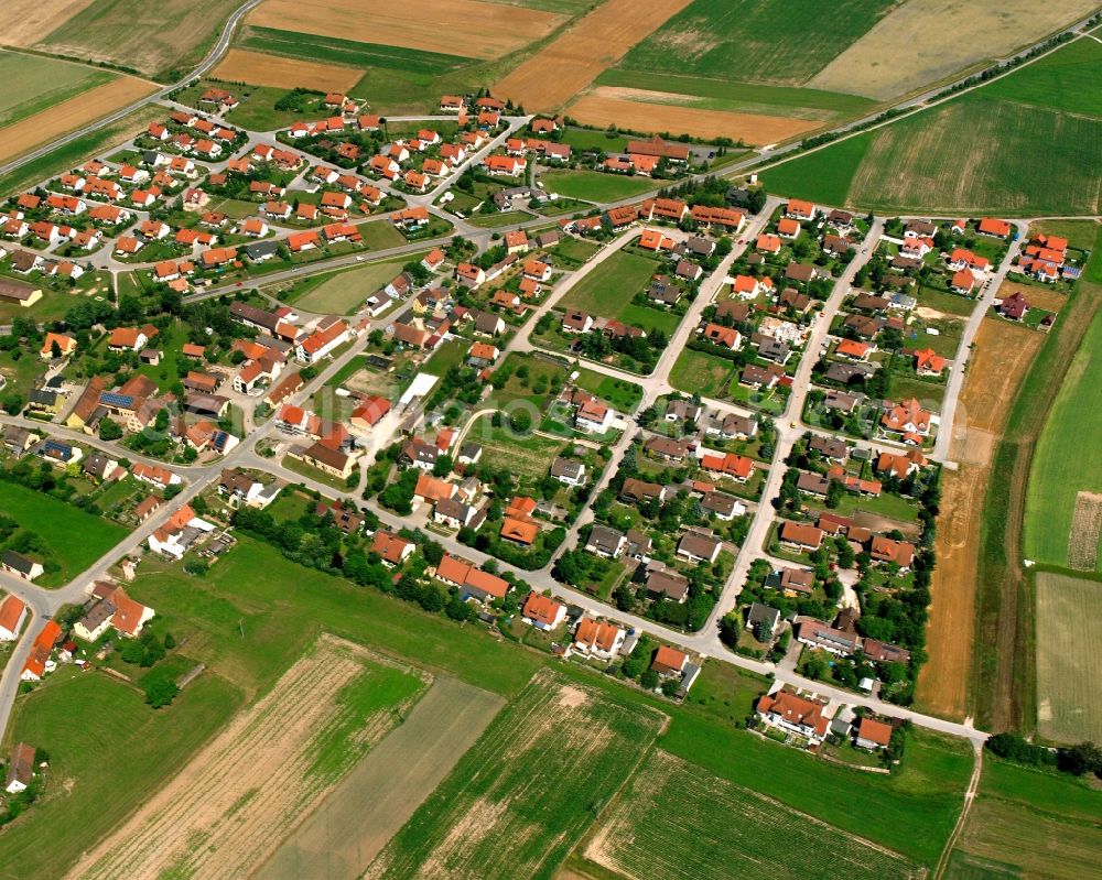 Aerial photograph Königshofen a.d.Heide - Residential area of the multi-family house settlement in Königshofen a.d.Heide in the state Bavaria, Germany