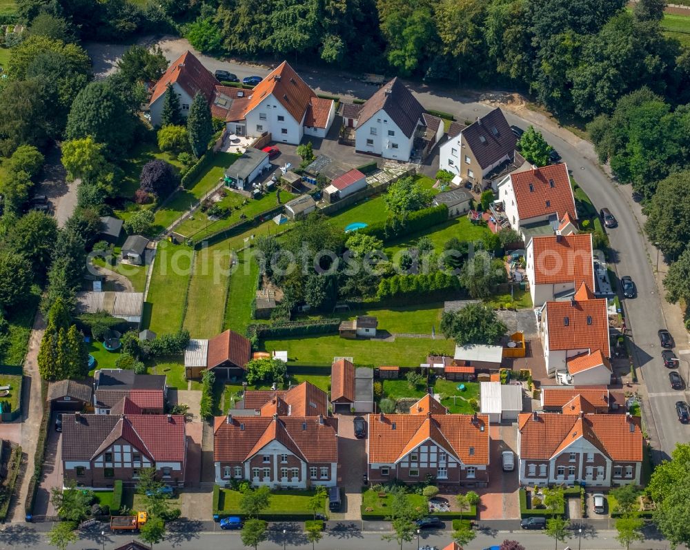 Aerial image Herne - Residential area of the multi-family house settlement colony Koenigsgrube at the Hannoverstrasse in Herne in the state North Rhine-Westphalia