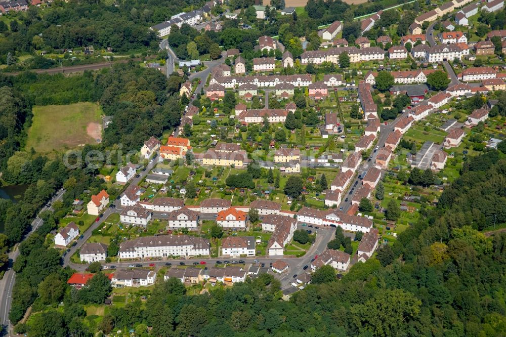 Aerial image Schwerte - Residential area of the multi-family house settlement Kreinbergsiedlung in Schwerte in the state North Rhine-Westphalia