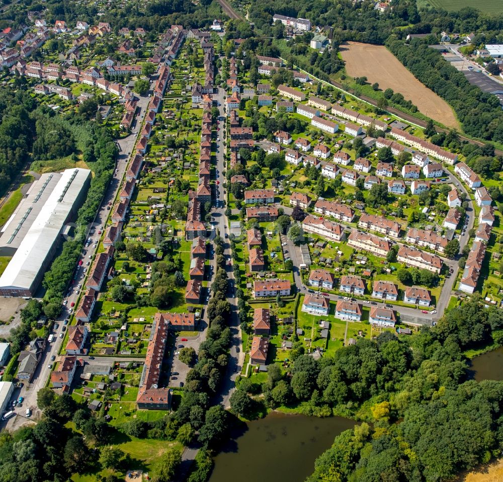 Aerial photograph Schwerte - Residential area of the multi-family house settlement Kreinbergsiedlung in Schwerte in the state North Rhine-Westphalia