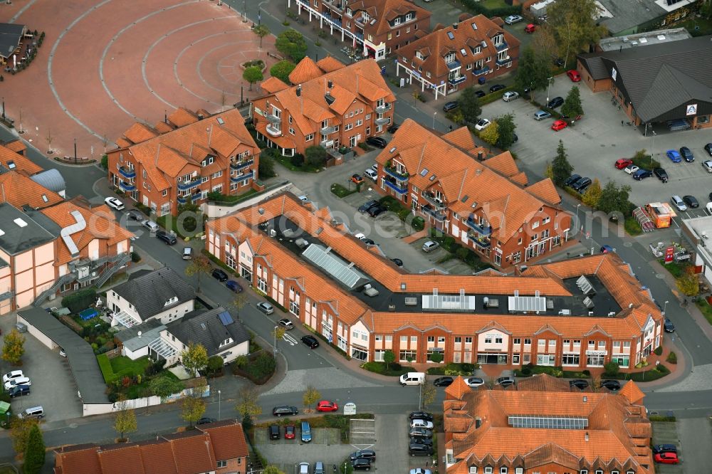 Aerial image Weyhe - Residential area of the multi-family house settlement Kraemerweg - Handelsweg in the district Weyhe in Weyhe in the state Lower Saxony, Germany