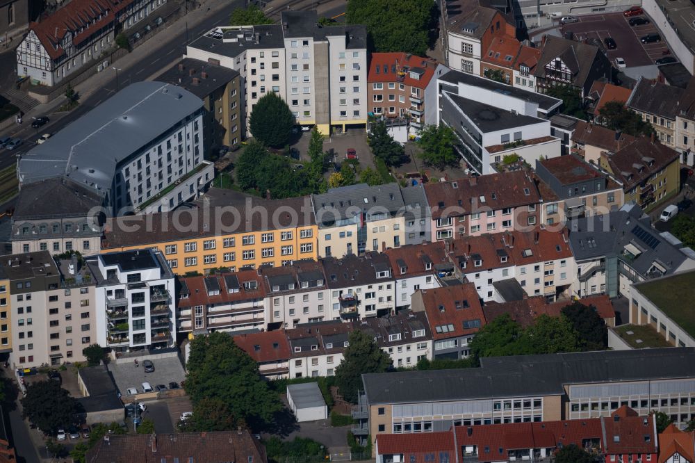 Aerial photograph Braunschweig - Residential area of the multi-family house settlement on Kuhstrasse in Brunswick in the state Lower Saxony, Germany