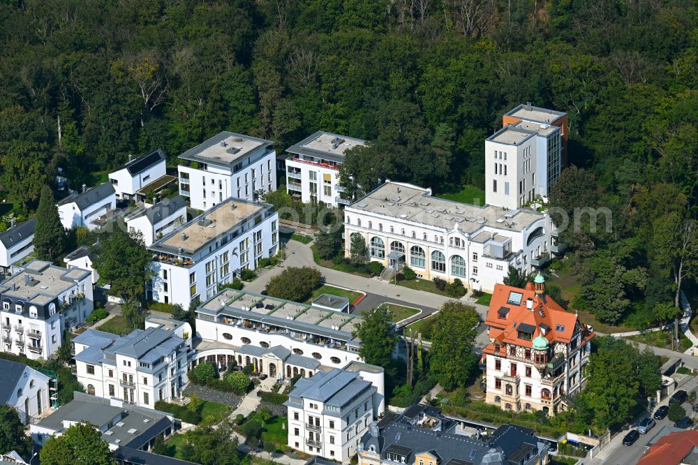 Aerial image Dresden - Residential area of the multi-family house settlement Dr.-Lahmann-Park on street Hermann-Hesse-Strasse in Dresden in the state Saxony, Germany