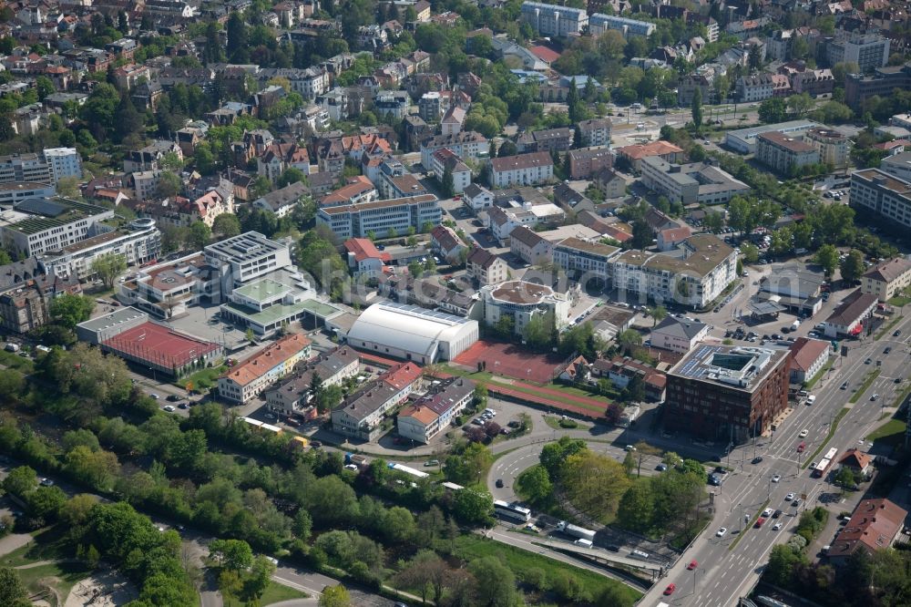 Freiburg im Breisgau from above - Residential area of a multi-family house settlement in the Lessingstrasse in Freiburg im Breisgau in the state Baden-Wuerttemberg