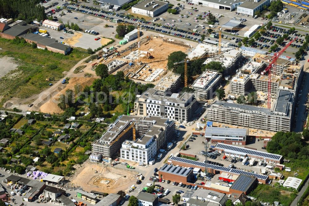 Braunschweig from the bird's eye view: Residential area of the multi-family house settlement on Bleibtreuweg - Nordanger - Mitgaustrasse in the district Nordstadt in Brunswick in the state Lower Saxony, Germany