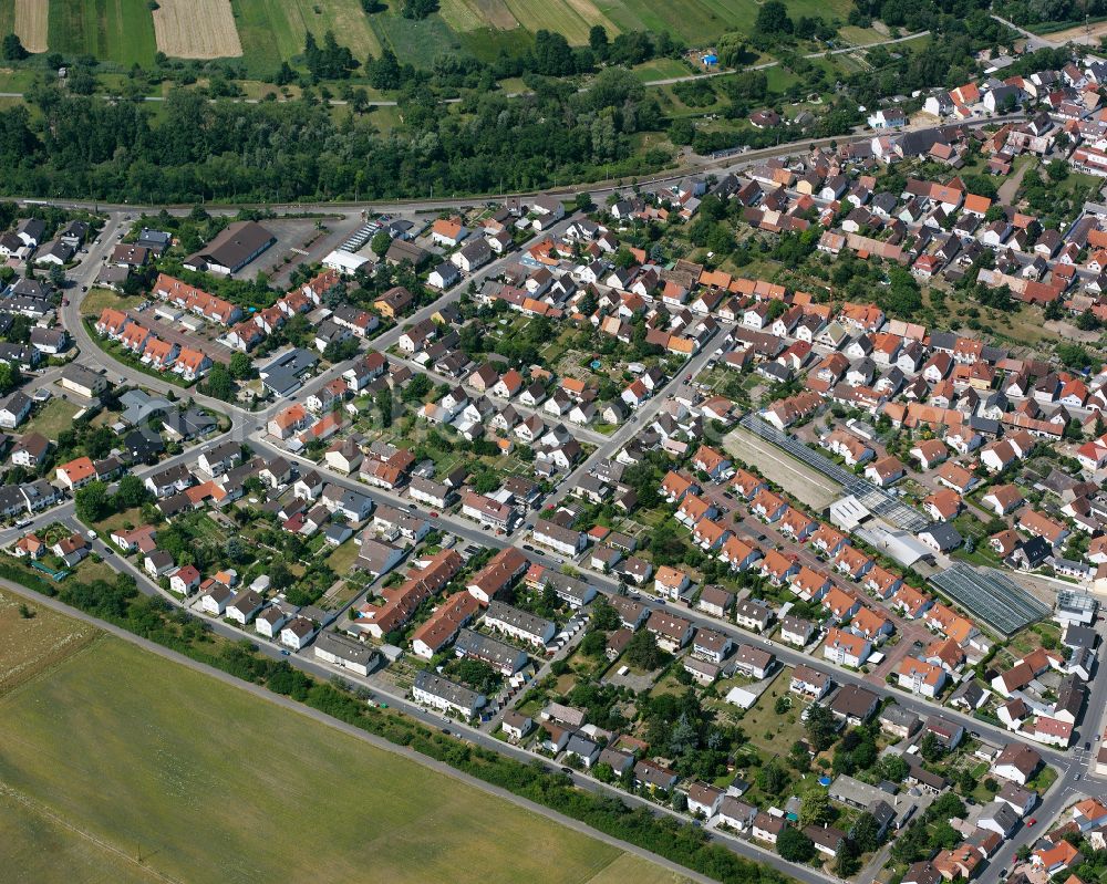 Linkenheim from above - Residential area of the multi-family house settlement in Linkenheim in the state Baden-Wuerttemberg, Germany