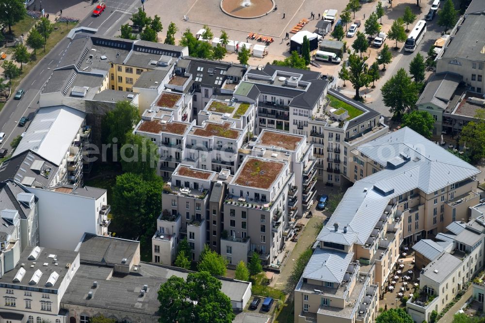 Aerial photograph Potsdam - Residential area of the multi-family house settlement on Luisenplatz in Potsdam in the state Brandenburg, Germany