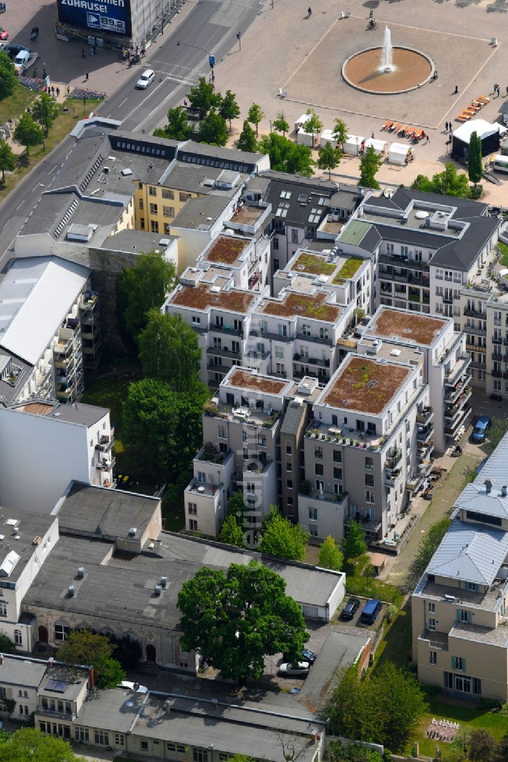 Potsdam from above - Residential area of the multi-family house settlement on Luisenplatz in Potsdam in the state Brandenburg, Germany