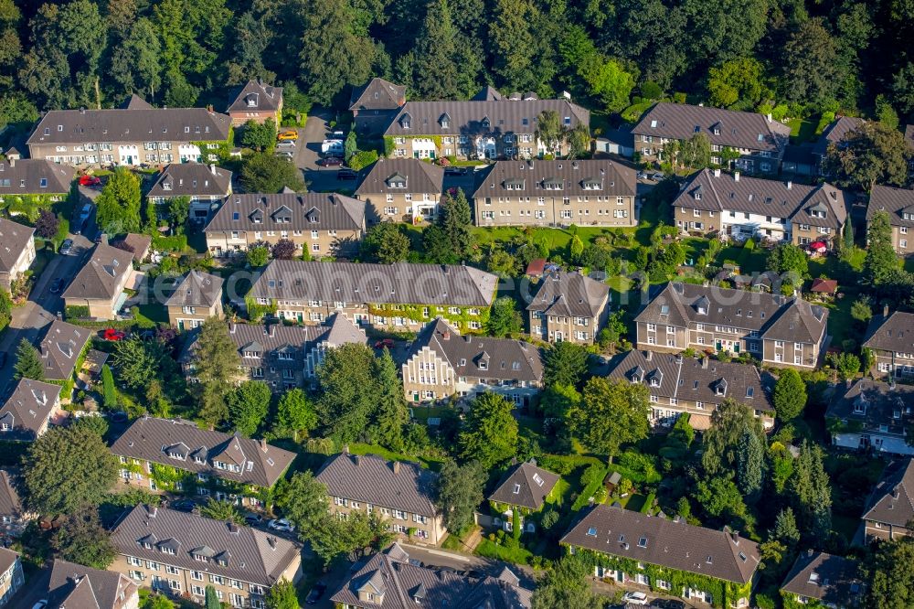 Essen from above - Residential area of a multi-family house settlement Margarethenhoehe in Essen in the state North Rhine-Westphalia