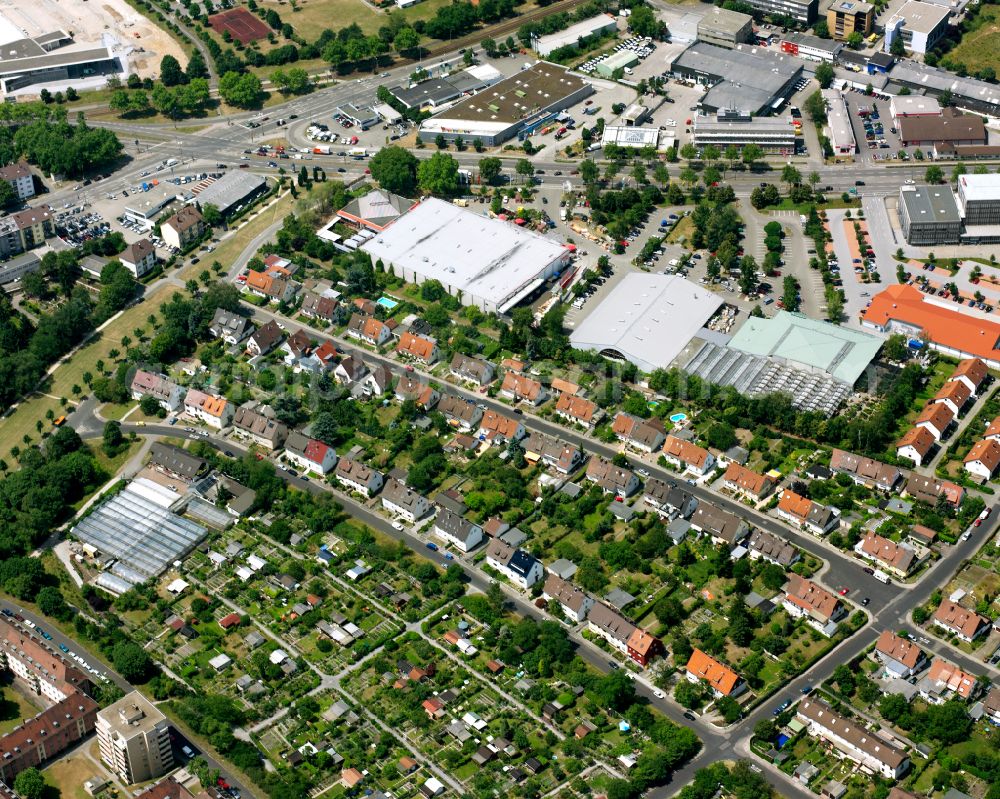 Aerial image Mühlburg - Residential area of the multi-family house settlement in Mühlburg in the state Baden-Wuerttemberg, Germany