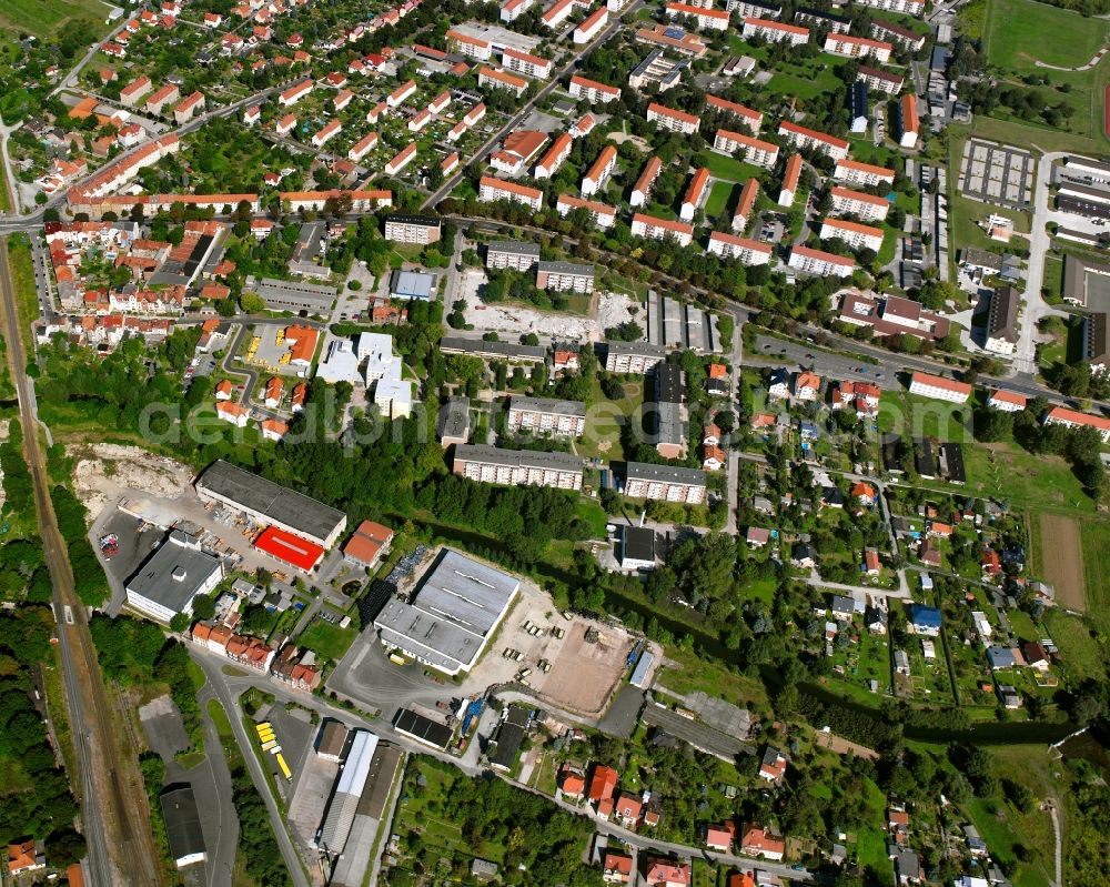 Aerial photograph Mühlhausen/Thüringen - Residential area of the multi-family house settlement in Mühlhausen in the state Thuringia, Germany