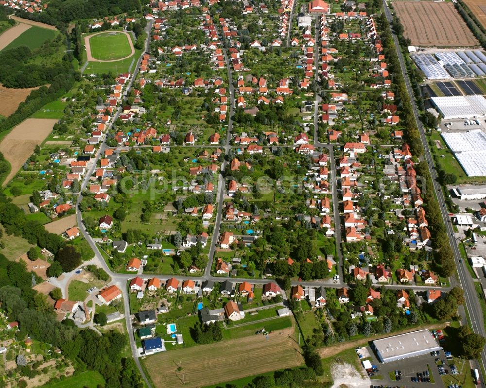 Mühlhausen/Thüringen from the bird's eye view: Residential area of the multi-family house settlement in Mühlhausen in the state Thuringia, Germany