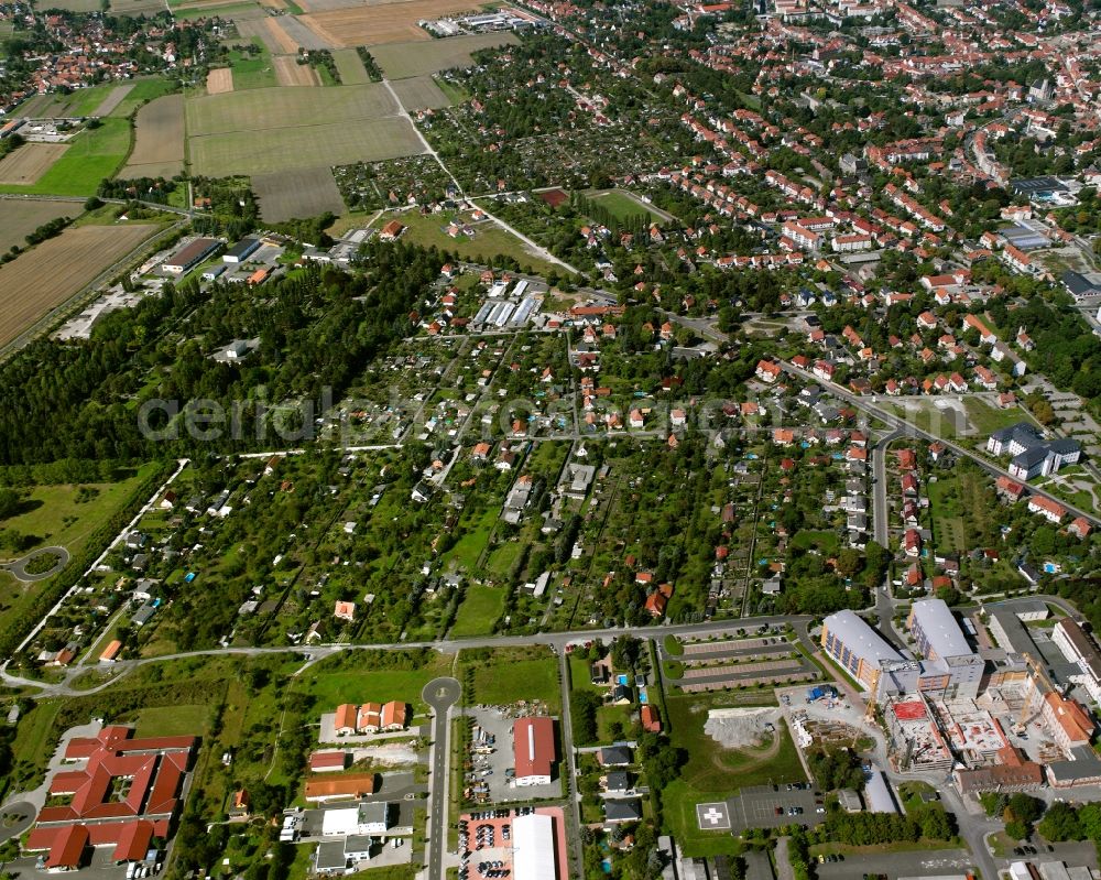 Aerial image Mühlhausen/Thüringen - Residential area of the multi-family house settlement in Mühlhausen in the state Thuringia, Germany