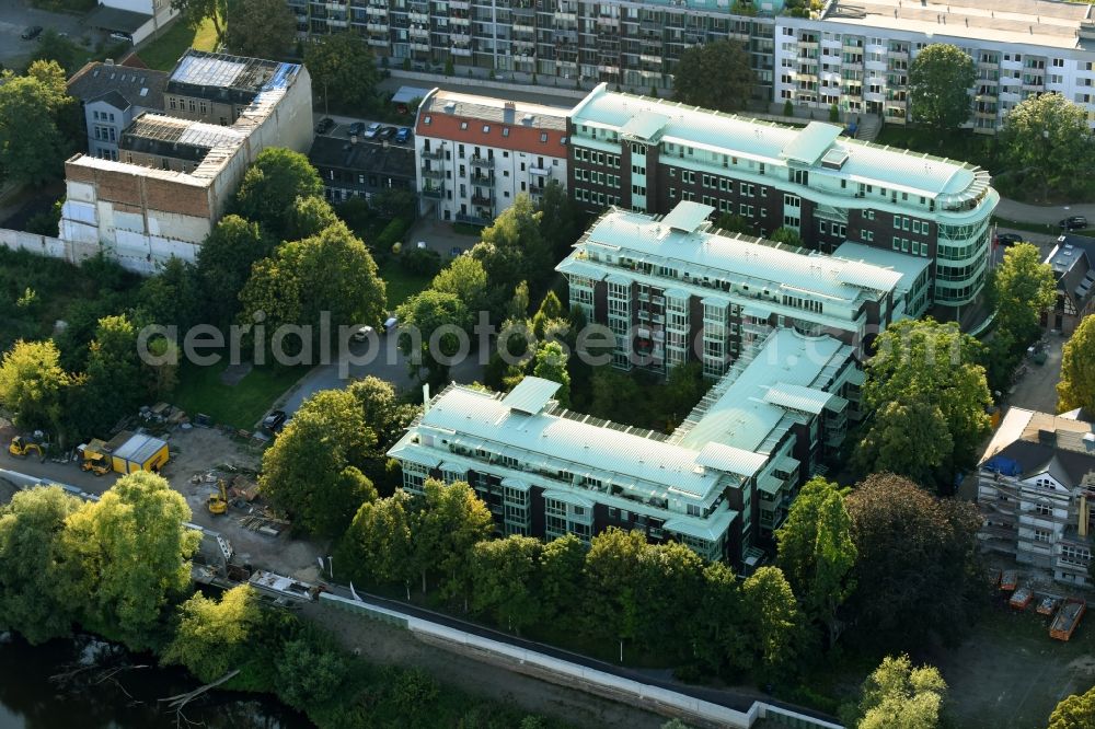 Magdeburg from above - Residential area of the multi-family house settlement on Mittelstrasse in Magdeburg in the state Saxony-Anhalt, Germany