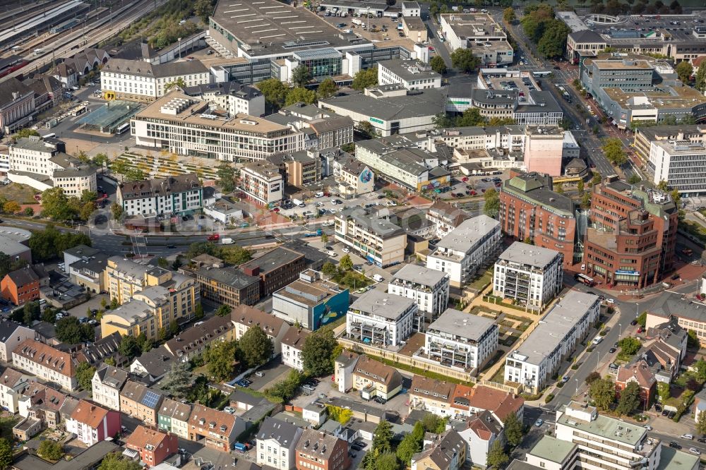 Aerial image Hamm - Residential area of the multi-family house settlement Museumsquartier on Stadtbad - Friedrichstrasse in Hamm in the state North Rhine-Westphalia, Germany