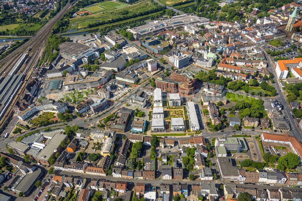 Hamm from the bird's eye view: Residential area of the multi-family house settlement Museumsquartier on Stadtbad - Friedrichstrasse in Hamm in the state North Rhine-Westphalia, Germany