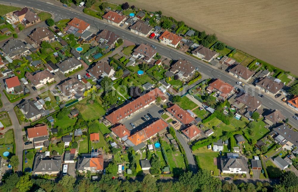 Aerial photograph Hamm - Residential area of the multi-family house settlement Neue Kolonie Heessen in Hamm in the state North Rhine-Westphalia