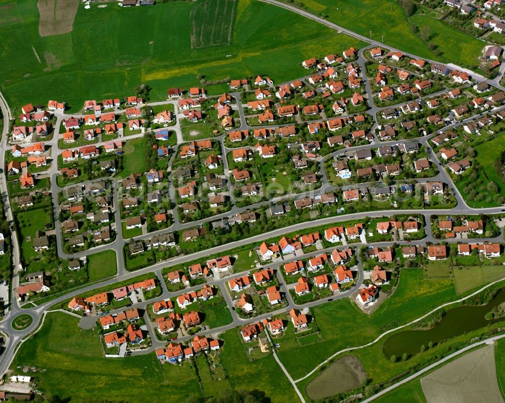 Neumühle from above - Residential area of the multi-family house settlement in Neumühle in the state Bavaria, Germany