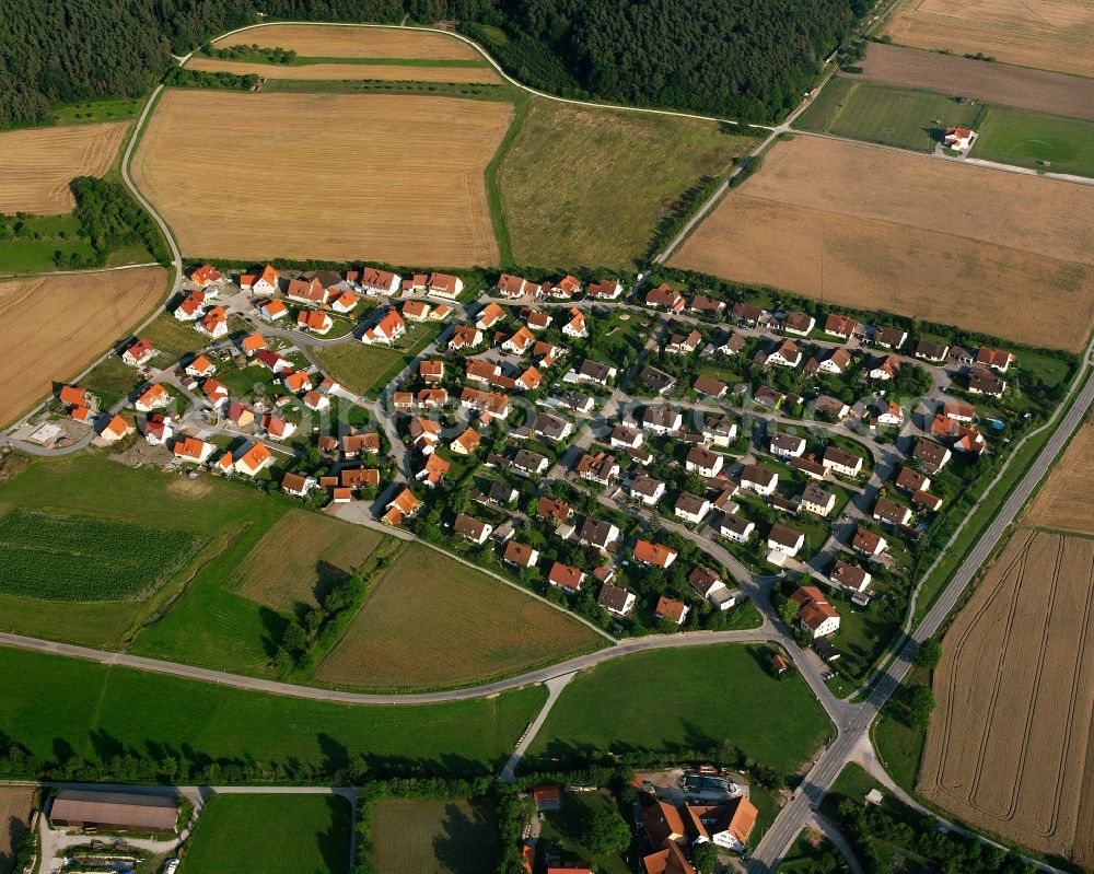 Neunstetten from above - Residential area of the multi-family house settlement in Neunstetten in the state Bavaria, Germany