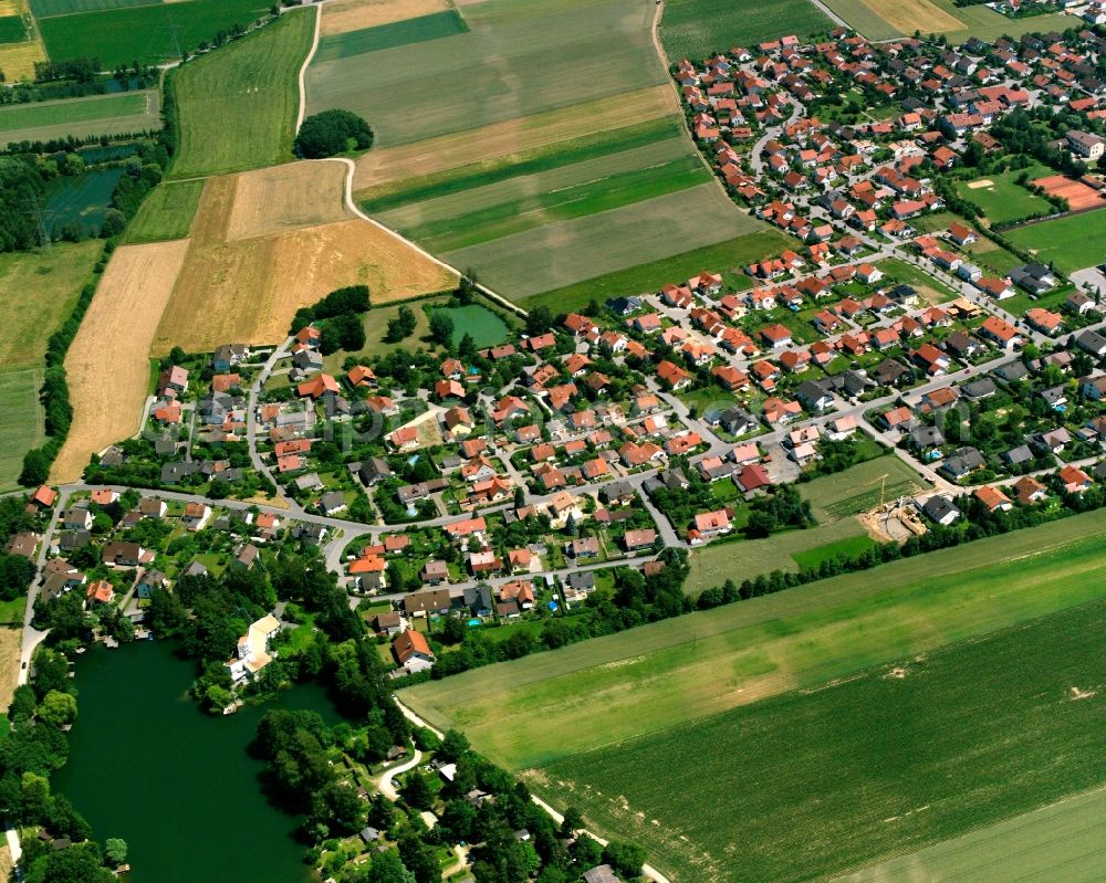 Oberparkstetten from the bird's eye view: Residential area of the multi-family house settlement in Oberparkstetten in the state Bavaria, Germany