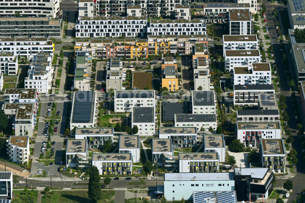 Aerial image Berlin - Residential area of the multi-family house settlement on street Alexander-von-Humboldt-Weg in the district Adlershof in Berlin, Germany