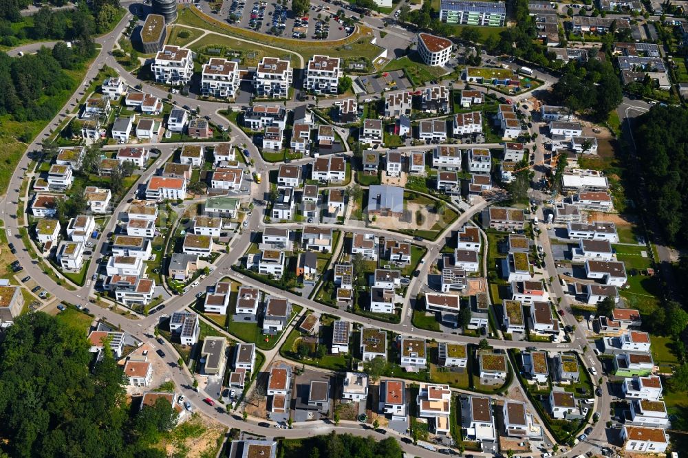 Pforzheim from the bird's eye view: Residential area of the multi-family house settlement on George-Gershwin-Weg - Arthur-Rubinstein-Weg in the district Buckenberg in Pforzheim in the state Baden-Wurttemberg, Germany