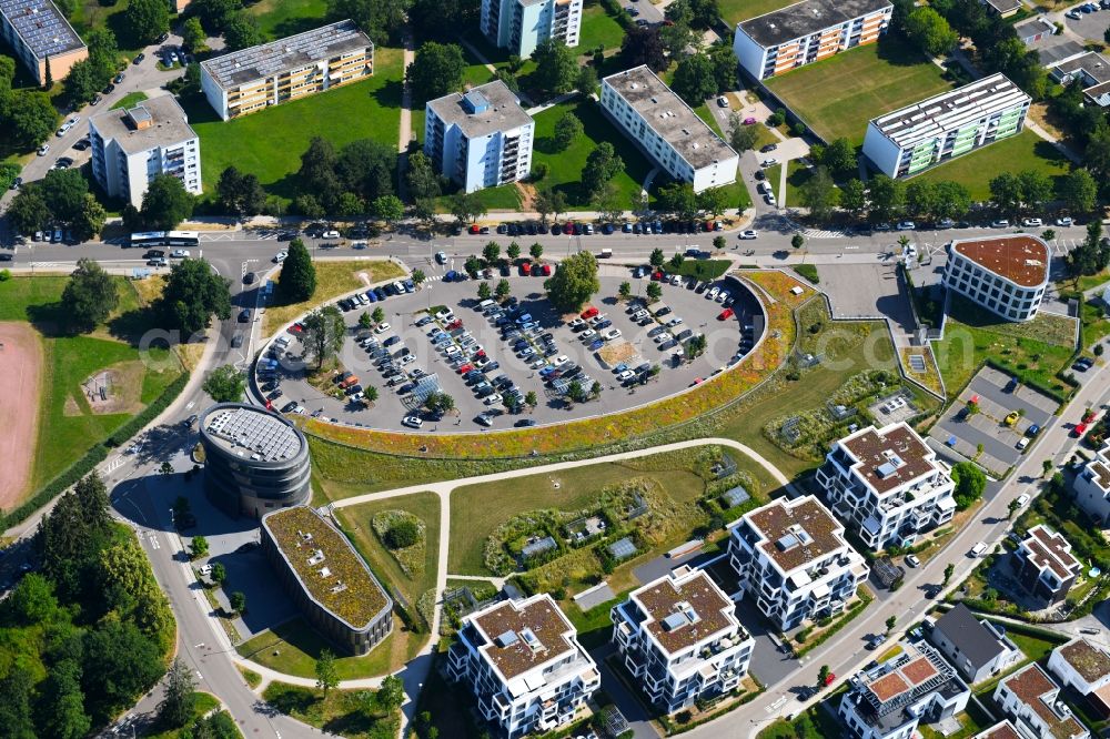 Aerial image Pforzheim - Residential area of the multi-family house settlement on George-Gershwin-Weg - Arthur-Rubinstein-Weg in the district Buckenberg in Pforzheim in the state Baden-Wurttemberg, Germany