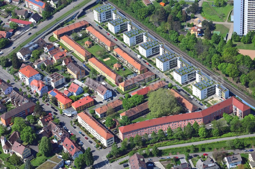 Aerial photograph Freiburg im Breisgau - Residential area of the multi-family house settlement in the district Haslach in Freiburg im Breisgau in the state Baden-Wurttemberg, Germany