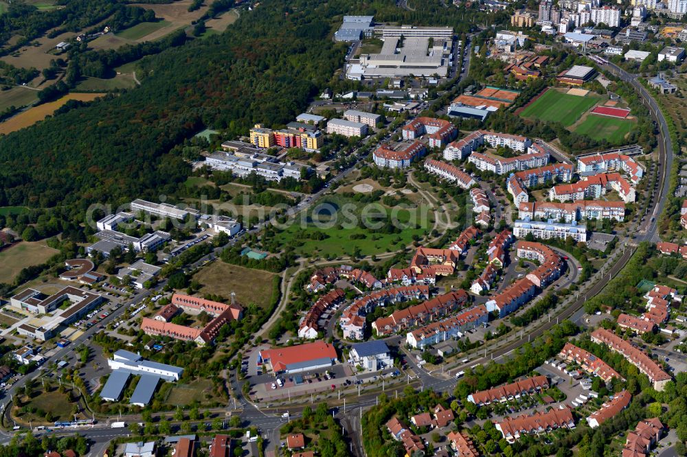 Aerial photograph Würzburg - Residential area of the multi-family house settlement in the district Heuchelhof in Wuerzburg in the state Bavaria, Germany