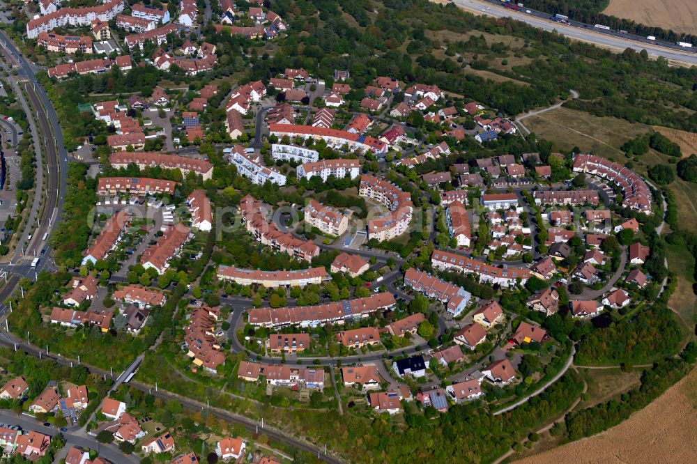 Würzburg from above - Residential area of the multi-family house settlement in the district Heuchelhof in Wuerzburg in the state Bavaria, Germany