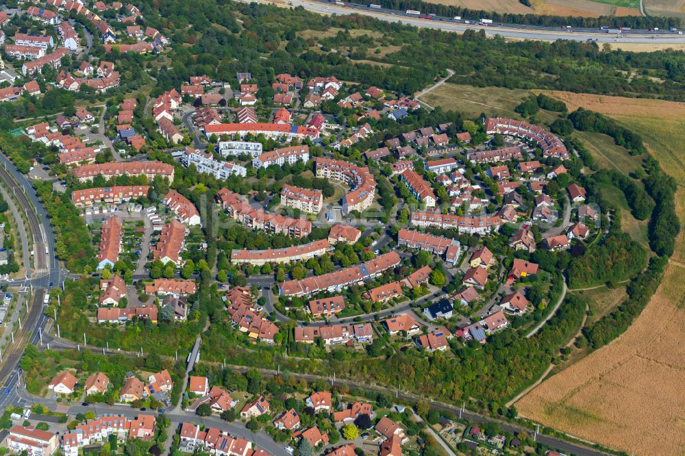 Würzburg from the bird's eye view: Residential area of the multi-family house settlement in the district Heuchelhof in Wuerzburg in the state Bavaria, Germany