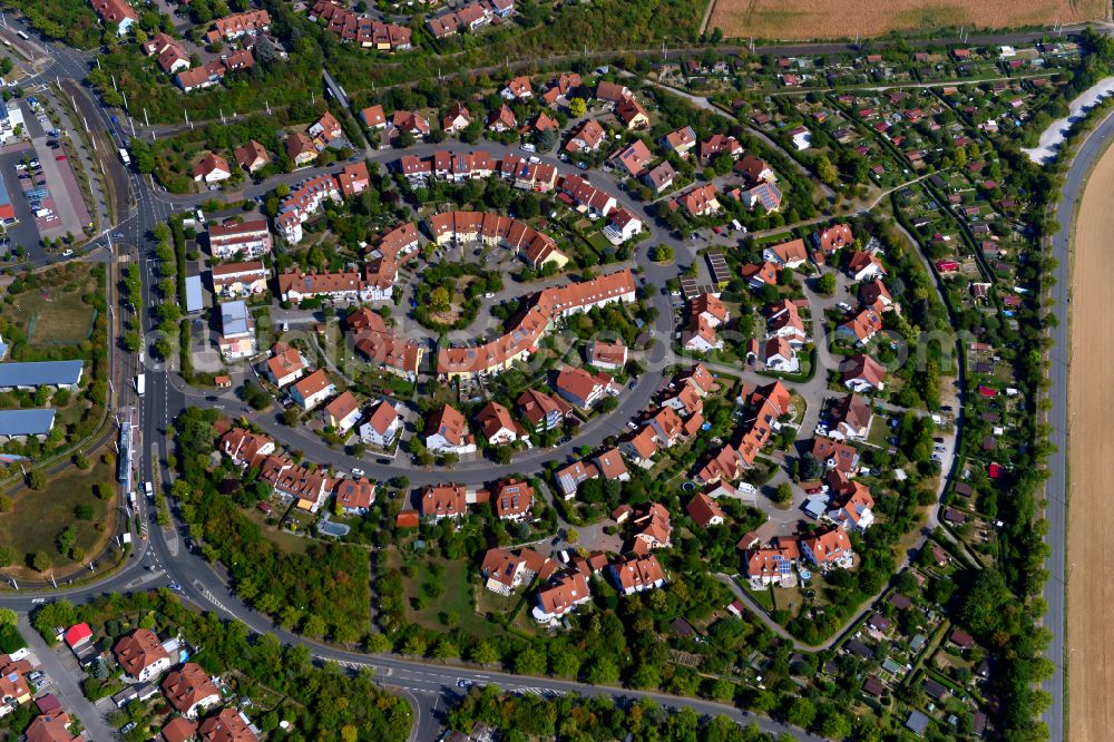 Aerial image Würzburg - Residential area of the multi-family house settlement in the district Heuchelhof in Wuerzburg in the state Bavaria, Germany