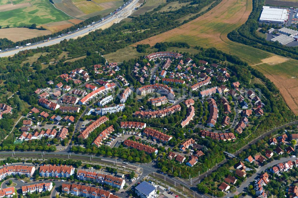 Aerial photograph Würzburg - Residential area of the multi-family house settlement in the district Heuchelhof in Wuerzburg in the state Bavaria, Germany