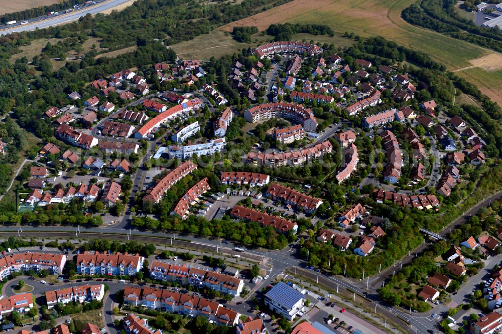 Würzburg from above - Residential area of the multi-family house settlement in the district Heuchelhof in Wuerzburg in the state Bavaria, Germany