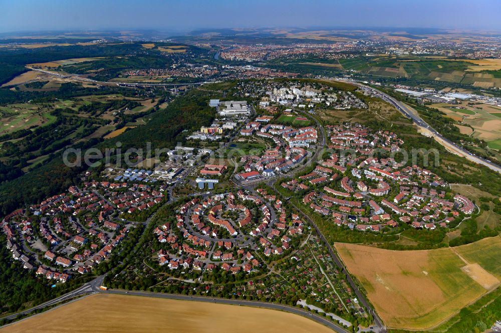 Aerial image Würzburg - Residential area of the multi-family house settlement in the district Heuchelhof in Wuerzburg in the state Bavaria, Germany