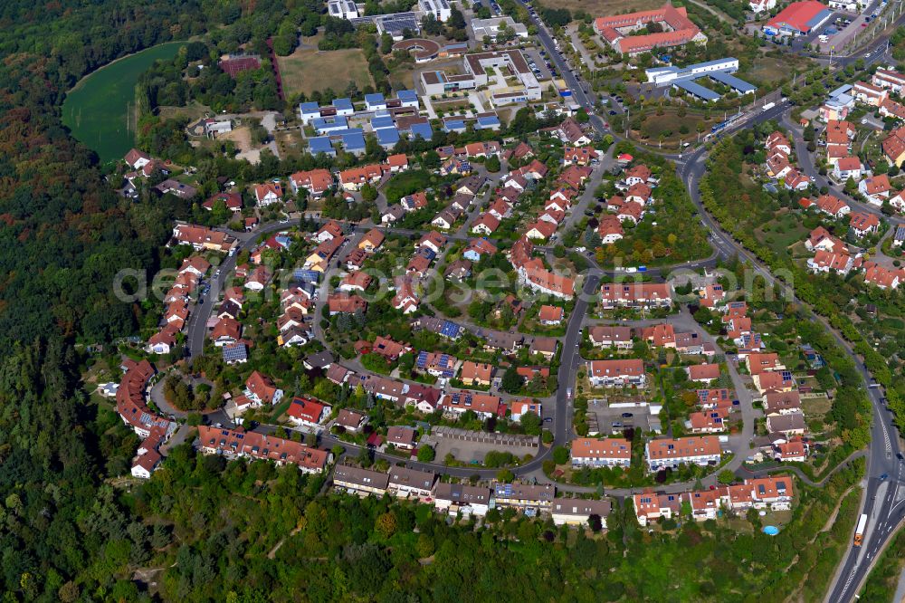 Würzburg from above - Residential area of the multi-family house settlement in the district Heuchelhof in Wuerzburg in the state Bavaria, Germany