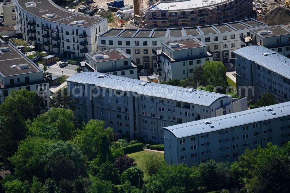 Berlin from above - Residential area of the multi-family house settlement on street Imbrosweg in the district Mariendorf in Berlin, Germany
