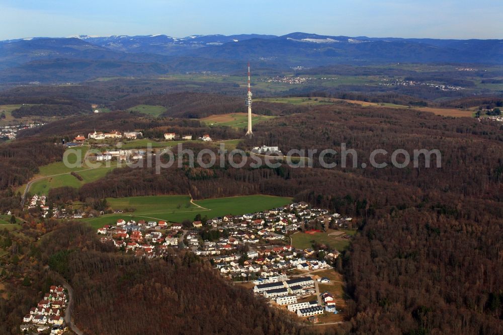 Grenzach-Wyhlen from above - Residential area of a multi-family house settlement in the district Neufeld in Grenzach-Wyhlen in the state Baden-Wuerttemberg