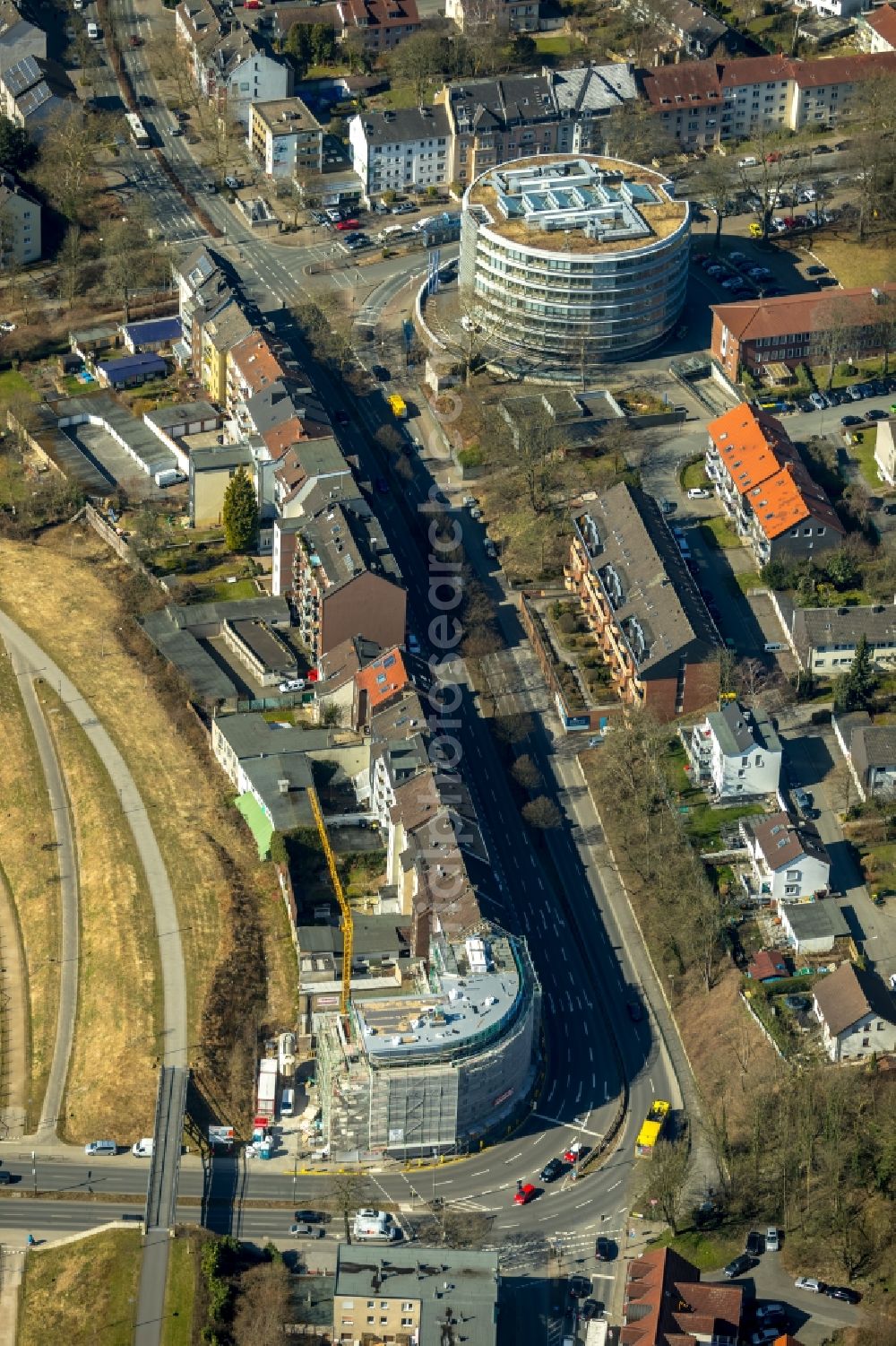 Dortmund from the bird's eye view: Residential area of the multi-family house settlement on Willem-van-Vloten-Strasse in the district Remberg in Dortmund in the state North Rhine-Westphalia, Germany